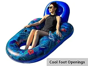 Reclining Pool Lounge Floats with Backrest and Footrest to Relax in The Sun