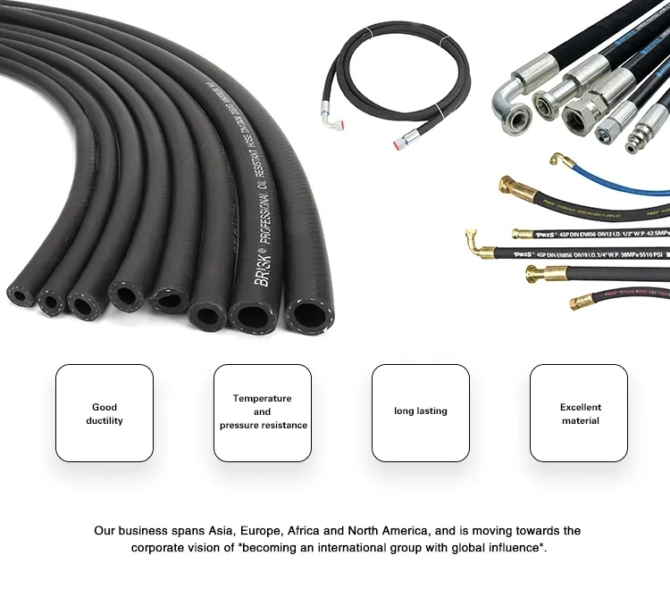 High Pressure Water Suction Hose Pressure Washer Oil Air Flexible Rubber Hose Hydraulic Hose Textile Reinforced Air Rubber Hose Hydraulic Hose Rotary Hoses