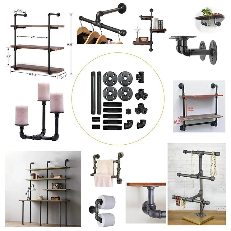 Wall Mounted Floating Water Pipe Shelves Vintage Industrial Pipe Wall Shelf
