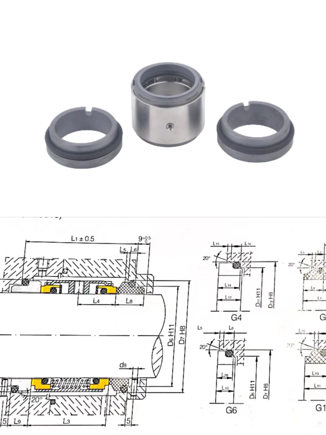 M74D Silicon Carbide Carbon Graphite Fluororubber Corrosion Resistant Pump Mechanical Seal