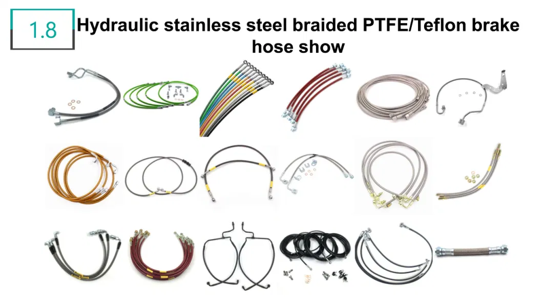 Pleasure Boat Trailer Auto Motorcycle Brake Parts 1/8&quot; SAE J1401 DOT Hydraulic Stainless Steel Wire Braided PTFE Trailer Flexible Brake Line Kits Brake Hose