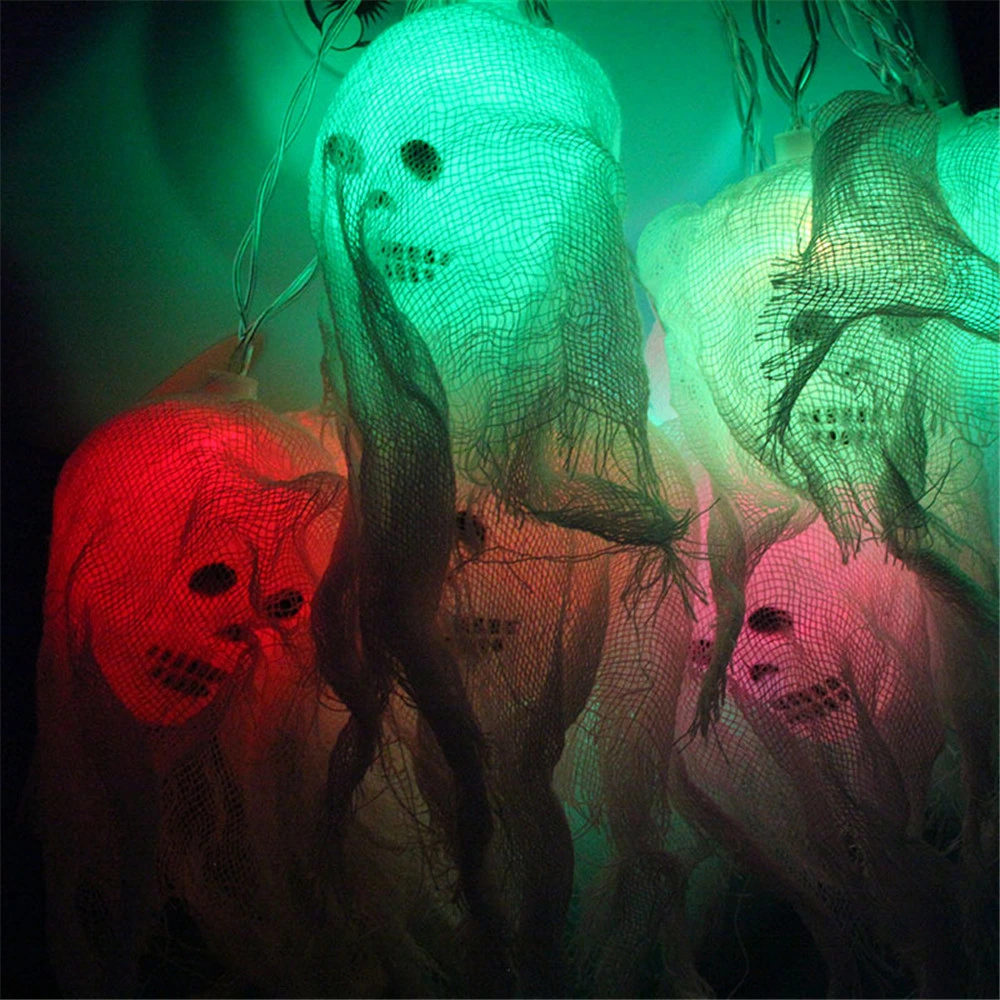Halloween String Lights, 10 Big Skull Solar Powered Lantern Blinking Skull Lights for Halloween, Halloween Decorations