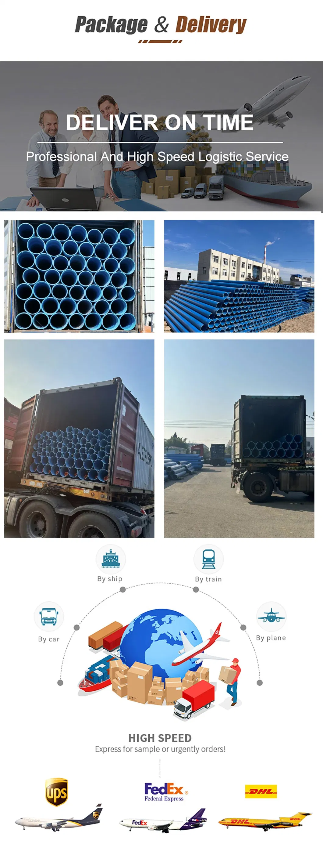 60 Diameter 6.0 Thickness Water Well UPVC Pipe Blue PVC Water Well Casing Tube with Thread Connection Made in China