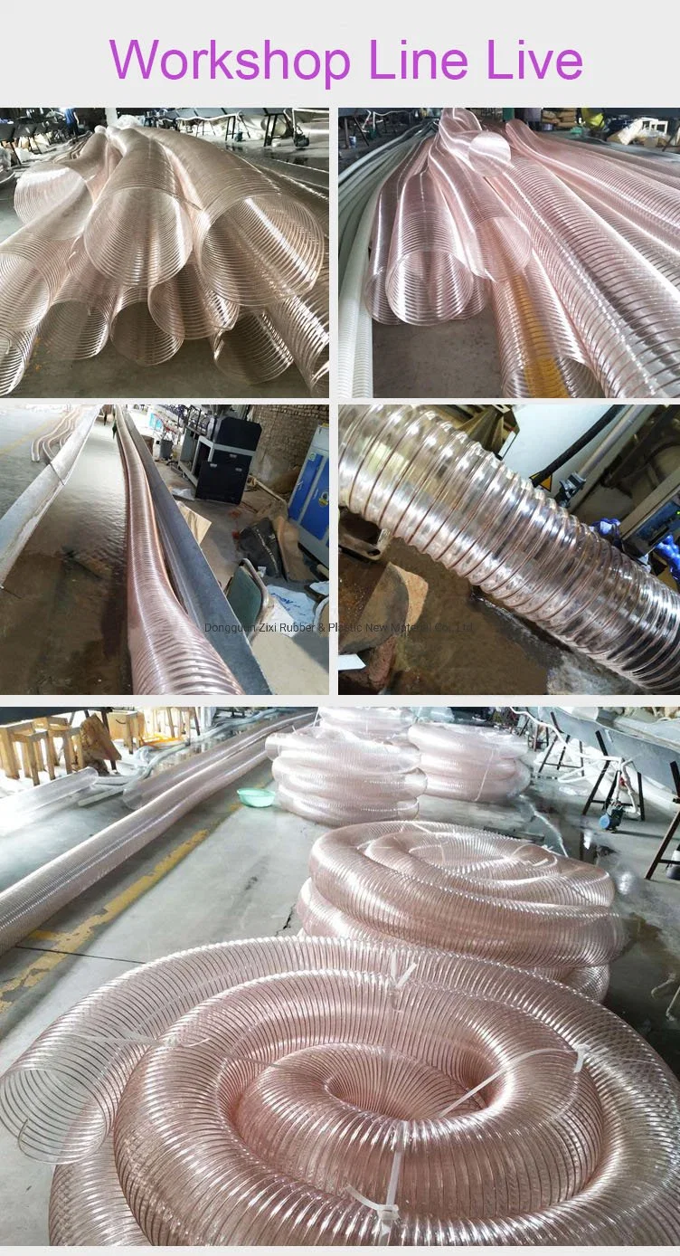 0.9mm 1.5mm 2.0mm Thickness Spiral Pipe Duct Hose Steel Wire Reinforced Flexible Polyurethane Air PU Duct Ventilation Hose