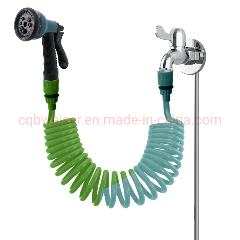 Retractable Garden Coil Hose EVA Recoil Hose Includes Spray Nozzle