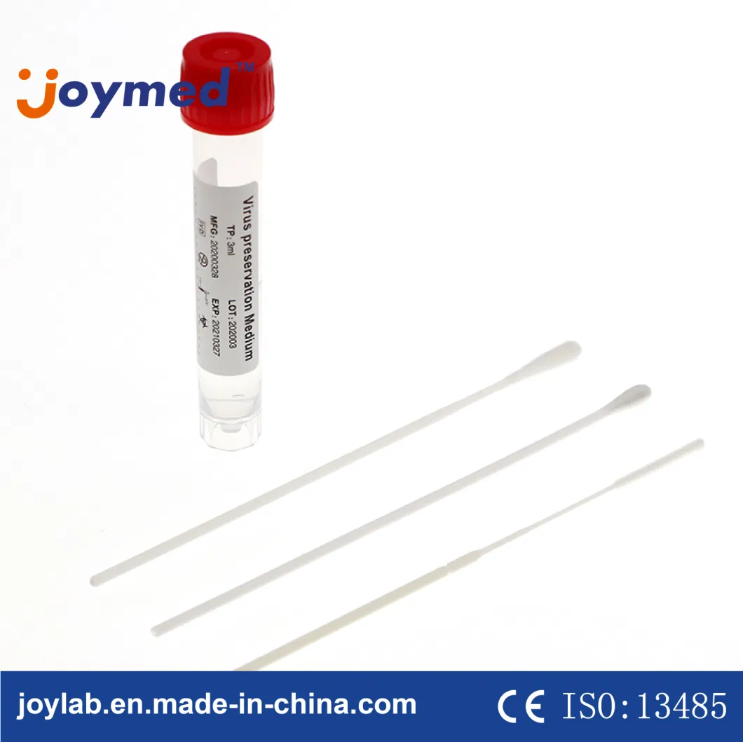 Sheet Cotton Swab Synthetic Fiber Hygienic Preservation Sampling Virus Transport Tube 10ml