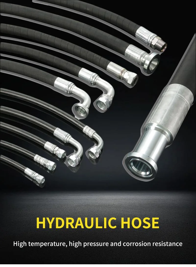 Industrial Flexible High Pressure Steel Wire Hydraulic Rubber Fuel Oil Hose with Fitting Factory Stainless Steel Hose