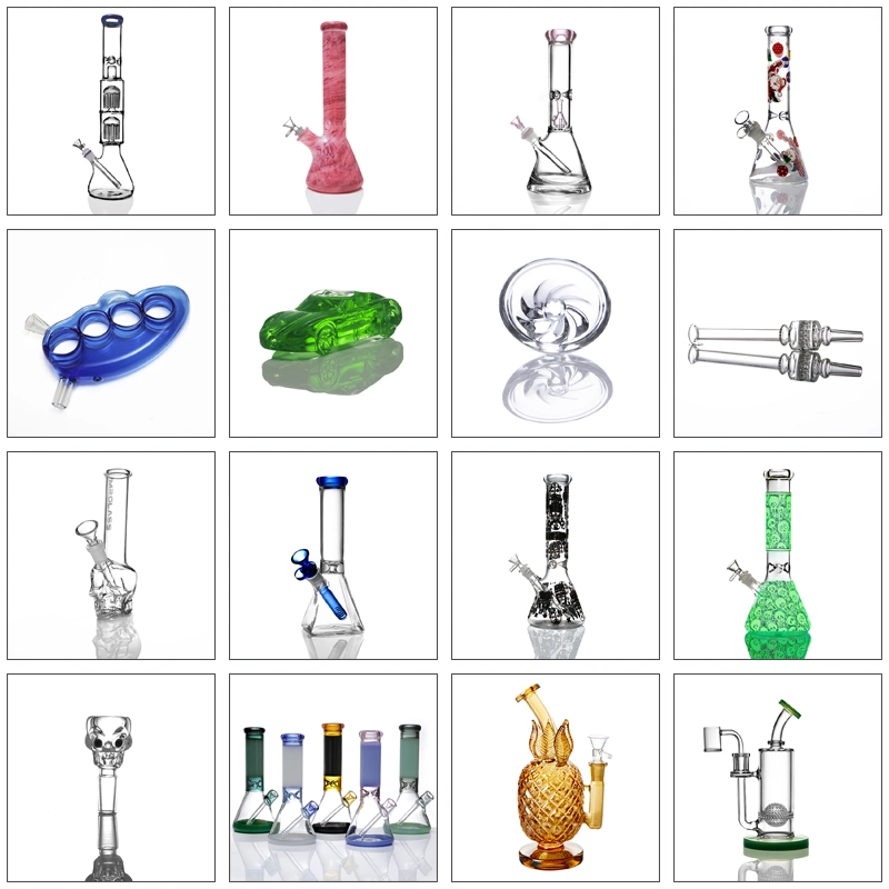 Hand Blown 16 &quot;Red Rocket Sticker Straight Tube Pipe Oil DAB Rig Double Percolators Glass Smoking Water Pipe