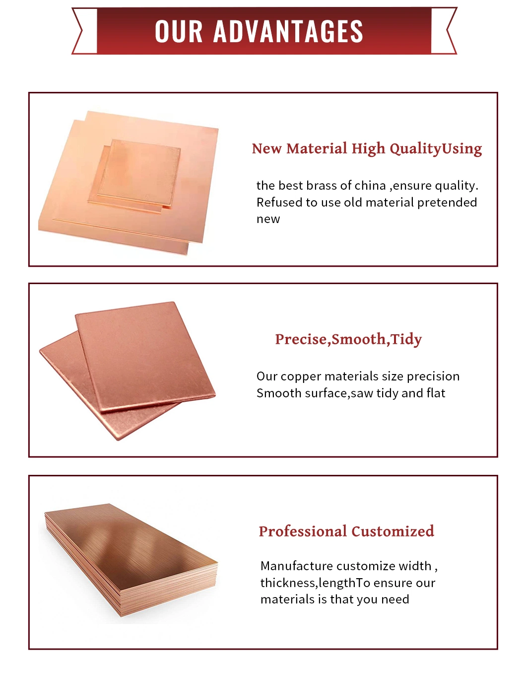 Customized 99.9% 0.3mm 0.5mm 1mm 2mm Pure Flexible Copper Sheet