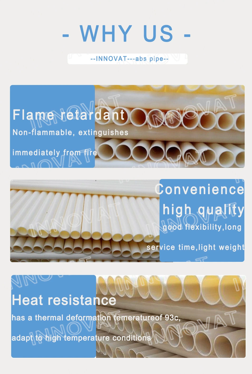 ABS Pipe Detergent Interior and Exterior Sanitary Pressurized Liquid Lines for Crude and Irrigation Oil, Saltwater. Z