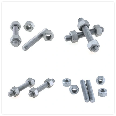 China Factory Price Fasteners Hot DIP Galvanized HDG ASTM A193 B7 Full Thread Stud Bolts and A194 2h Heavy Nuts 1/2