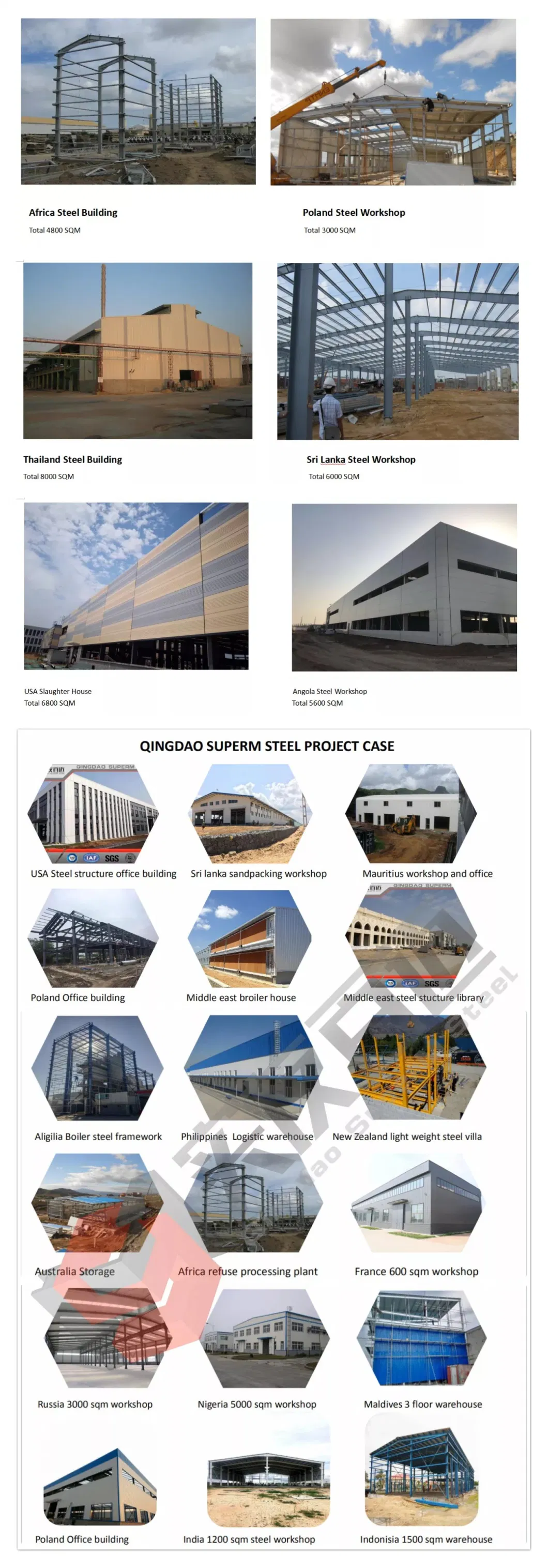 Customized Prefabricated Warehouse Light Steel Structure Metal Car Garage