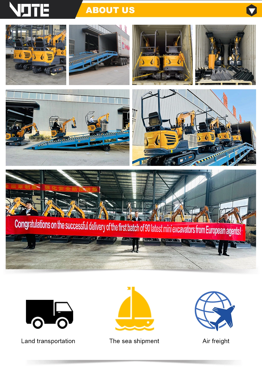 Chinese Brand Vote Vtw-10 1ton Small Digger Small Digger Compact Crawler Mini Excavator Cheap Price for Sale Digging Machine Garden Machinery