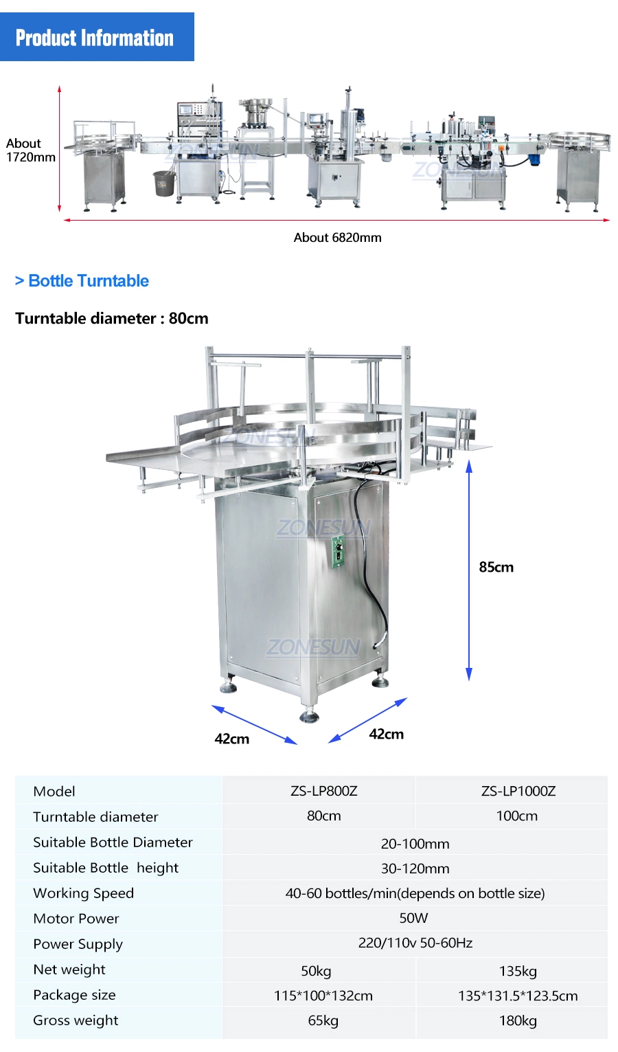 Zonesun Full Automatic Small Cosmetic Oil Liquid Bottle Filling Capping Vibrator and Labeling Machine Line