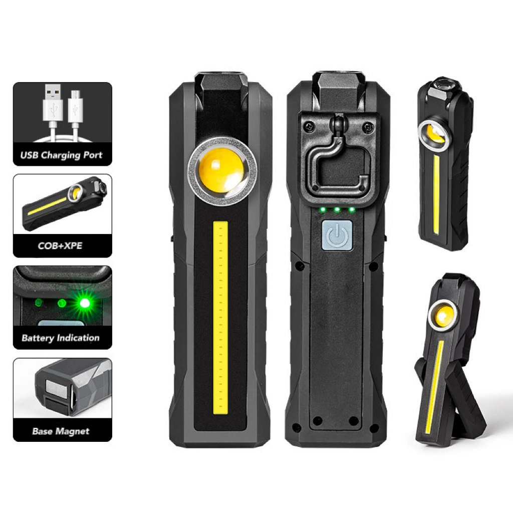 Wholesale Outdoor Portable LED Rechargeable COB Work Light with Base Magnet for Car Inspection Hanging Hook 5 Flashing Mode Work Flash Spot Light