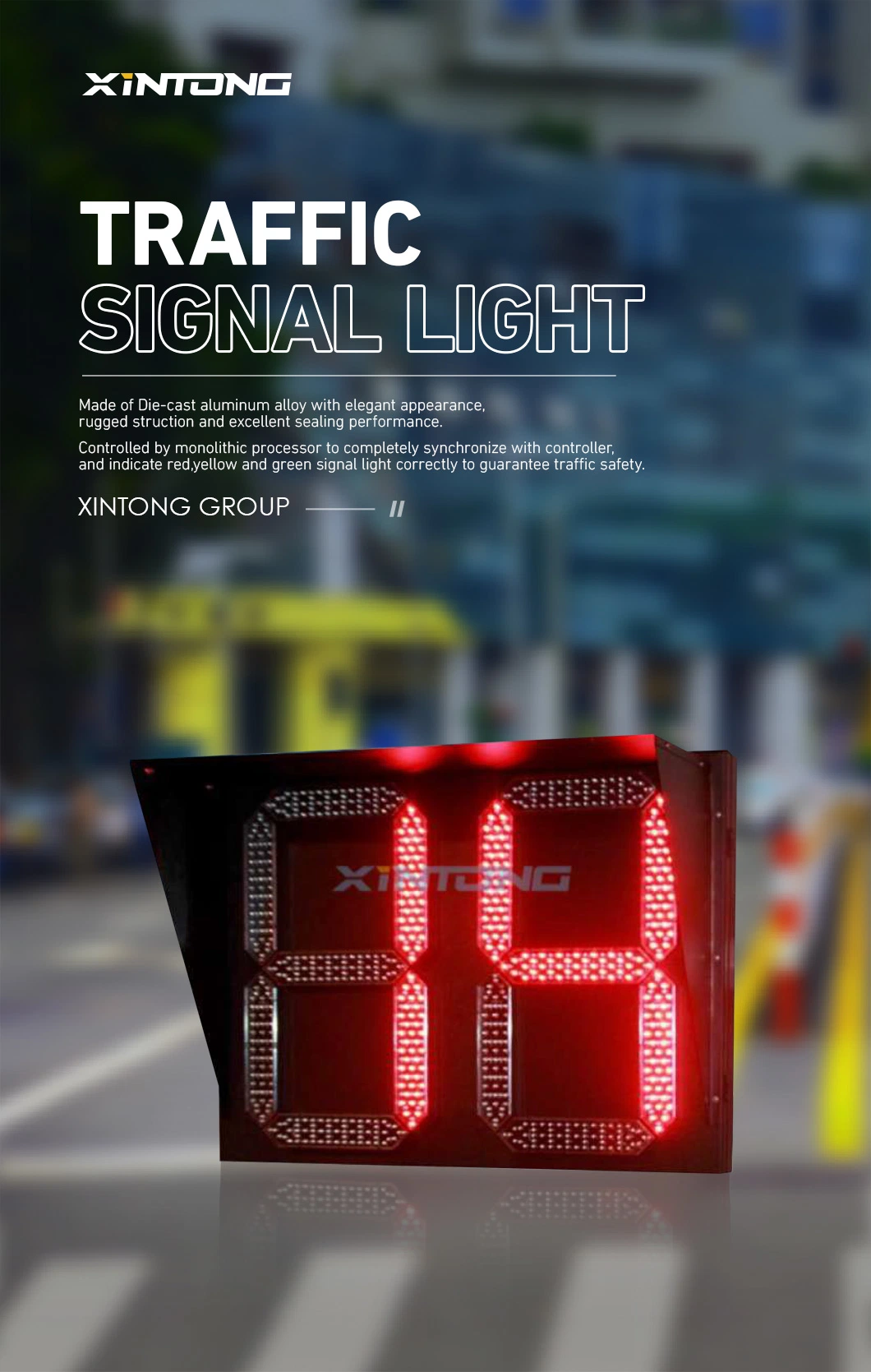 LED Red Road Warning Full Safety Barricade Solar Mobile Countdown Flashing Traffic Signal Light
