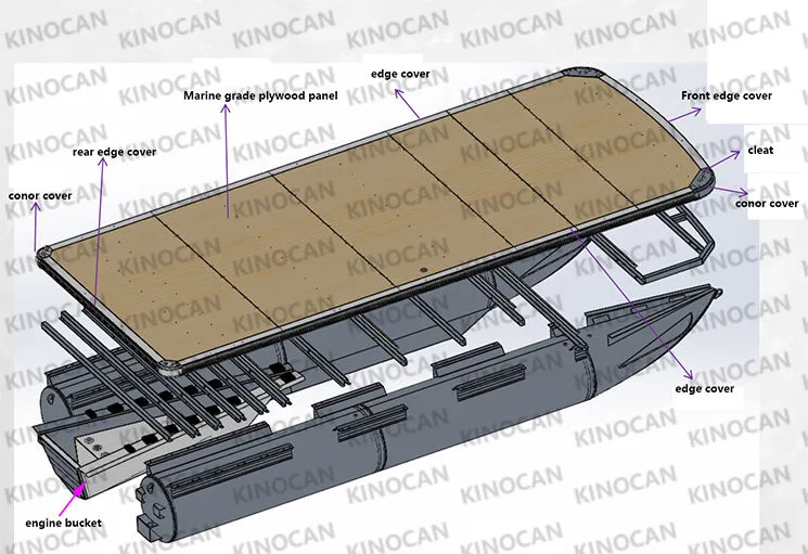 Kinocean 15FT Small Aluminum Pontoon Float Tube for Sale
