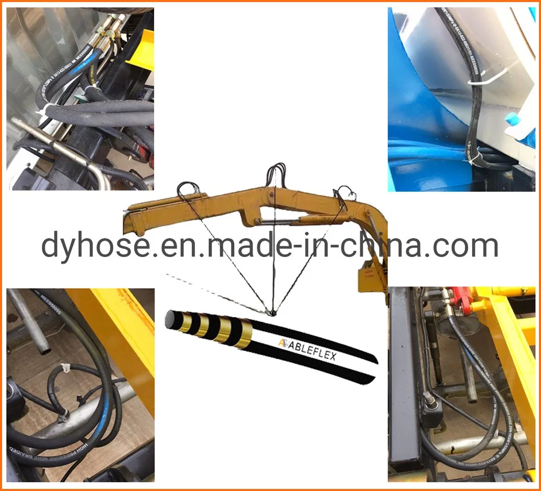 En856 4sp/4sh Hydraulic Rubber Heat Resistant Fuel Oil Hose Assembly with Fittings Flanges