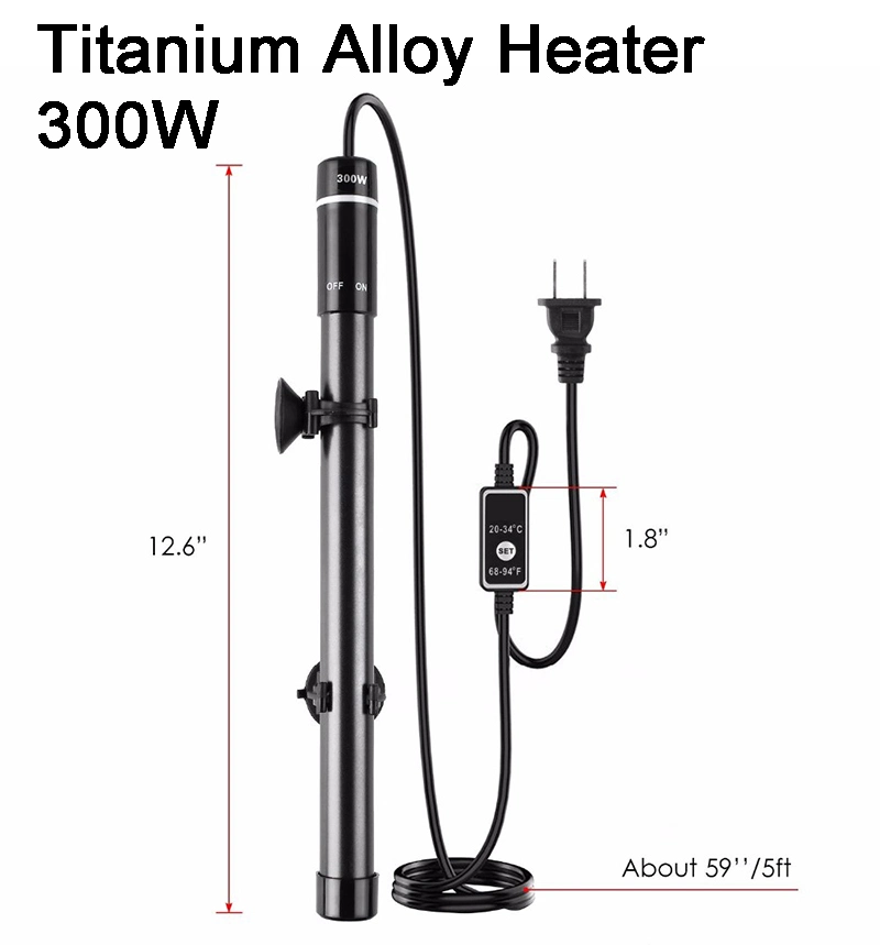 Professional Submersible 300W Titanium Tube with Temperature Display