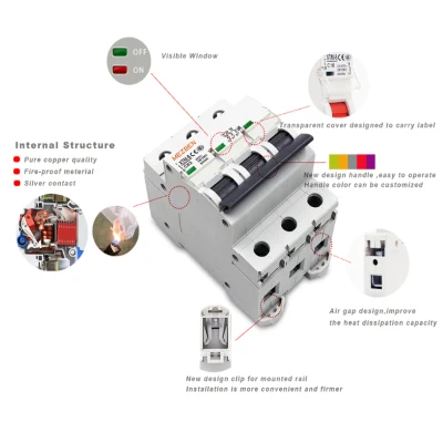 High Quality 3 Pole DIN Rail Mini Circuit Breaker 400V