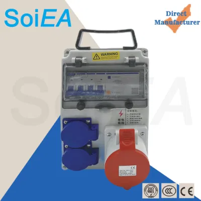 13 Ways Industrial Box 3p+N+E 32A IP44 IP54 IP67 Industrial Plug and Socket Plastic Case 3 Phase Power Distribution Box
