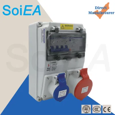 13 Ways Industrial Box 3p+N+E 32A IP44 IP54 IP67 Industrial Plug and Socket Plastic Case 3 Phase Power Distribution Box
