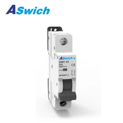 Aswich 63A Single Pole Typeb Typec Electric Trip Main Breaker Switch DC Breaker MCB Miniature Circuit Breaker