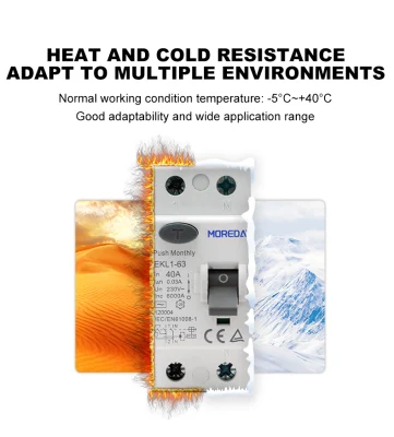  Moreday 1p+N RCBO OEM 30mA 6A 10A 16A 20A 25A 32A 40A Earth Leakage Circuit Breaker with Overload Protection