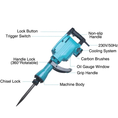 Bison Heavy Duty Hand Electric Demolition Jack Hammer Breaker Machine 220V