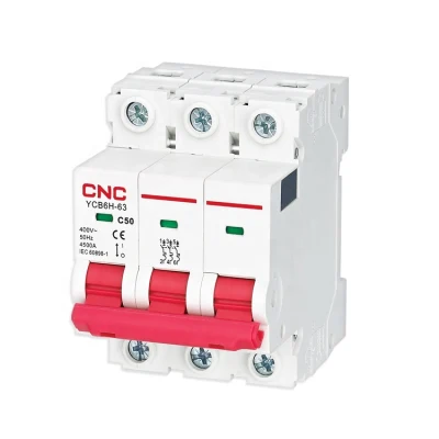 CNC Ycb6h-63 Series 6ka MCB 63A Electric Miniature Circuit Breaker 4.5ka 240/415V 1p 2p 3p 4p DIN Rail AC Mini Circuit Breakers