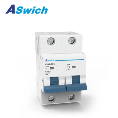 Aswich 80A 100A 125A 250A DC MCB DC Mini Circuit Breaker Miniature Circuit Breaker 1p 2p ICU 10ka