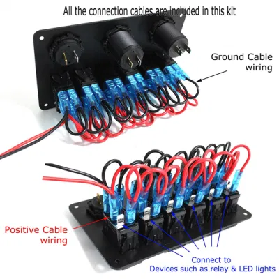 12V 6 Gang Switch Panel Car Boat Marine Cigarette Lighter Rocker Breaker