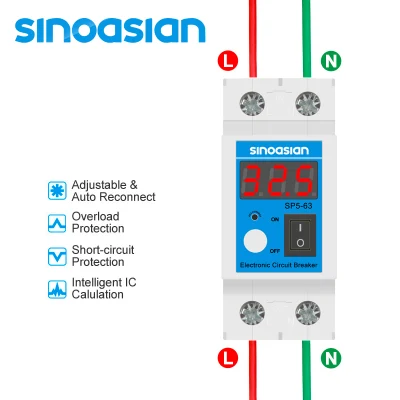 110-300V AC 20.8A Auto Reconnect Current Overload Electronic Circuit Breaker