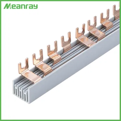 1p Terminal Block Connector Copper Busbar with U or Fork Type for MCB 50A