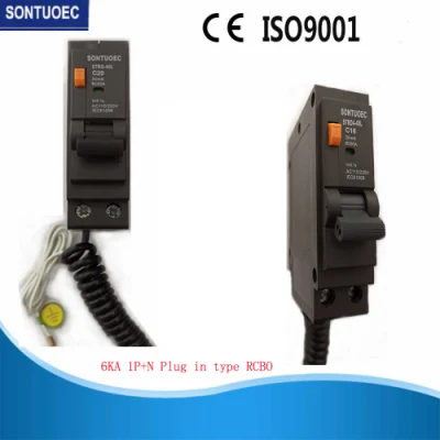 Middle Market 6ka 1p+N Plug in Type RCBO Black Color Circuit Breaker