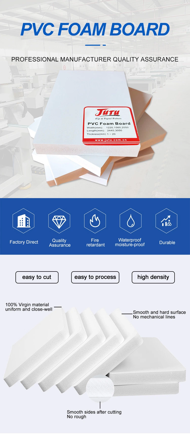 Jutu High Density PVC Foam Board PVC Panel Sheet 2mm, 3mm, 5mm PVC Foam Board Furniture