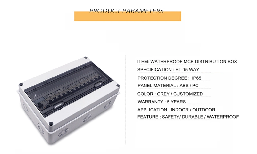 Ht Series IP65 Waterproof Plastic Box 15 Way MCB Distribution Box dB