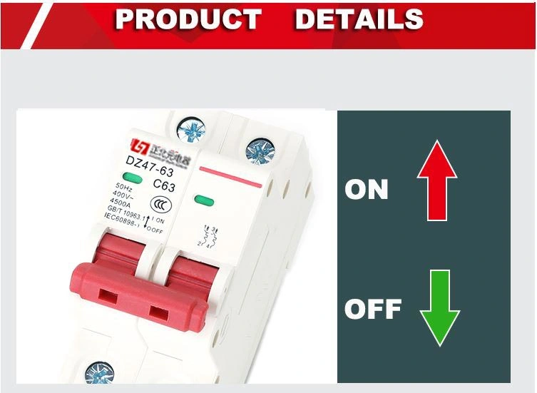 Professional Miniature Circuit Breaker Manufacturer AC DC Dz47-63 1p 1- 63 AMP Switch RCCB/RCBO/ELCB/MCB/MCCB Mini MCB