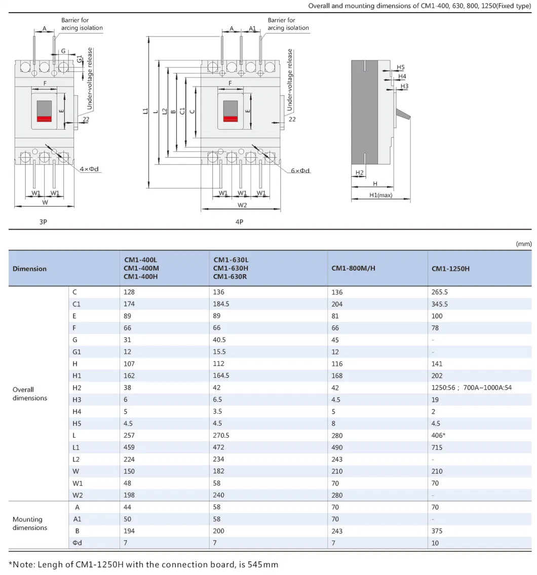 Factory Price 5-Year Warranty 4 Poles 4p 630 AMP Electrical Moulded Case Circuit Breaker MCCB