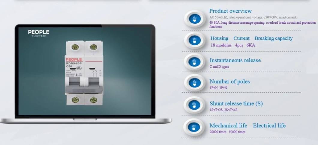 People Leading Series-Rdb5-63 C20 1p AC/DC High Quality Overvoltage/Undervoltage Protector Miniature/Mini Circuit Breaker C65 with Directive Function