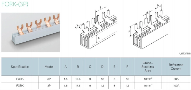 MCB U Pin Type Tin Plated Copper Busbar with 1p 2p 3p Plug-in U Type Copper Busbar