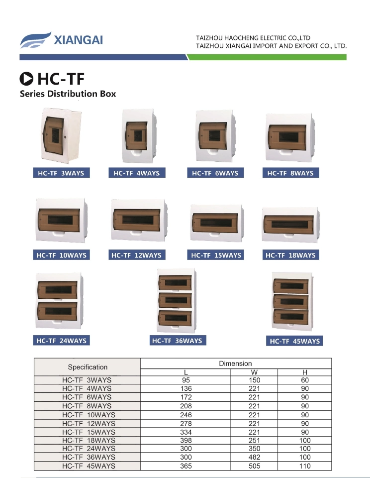 OEM Surface Mount Flush Mount Outdoor/Indoor Cunsil Box 6ways 8ways 12ways MCB PVC Box ABS Distribution Panel Board Distribution Box