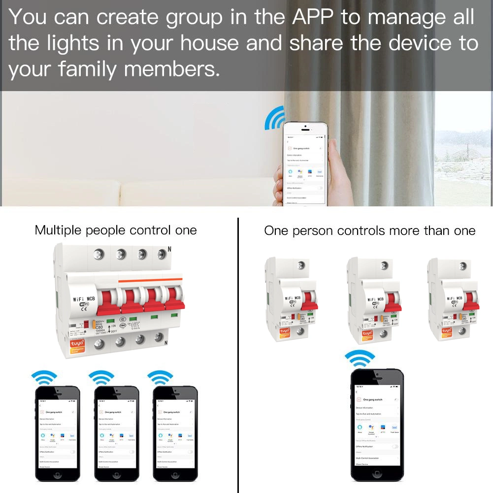 WiFi Controlled Intelligent Electrical MCB Circuit Breaker 1/2/3/4 Pieces Smart MCB Breaker