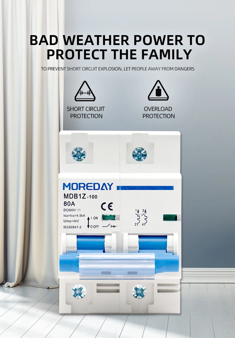 1p DC 80A 100A 125A Mdb1z-125 Nc MCB 6ka 10ka 500V 600V CE Certificate OEM Electrical Mini Circuit Breaker