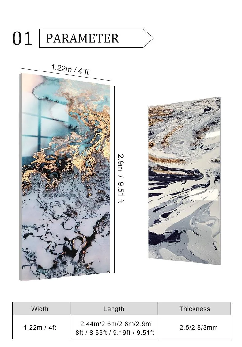 1220*2440mm 1220*2800mm 1220*2900mm PVC UV Marble Sheet Wall Panel Board