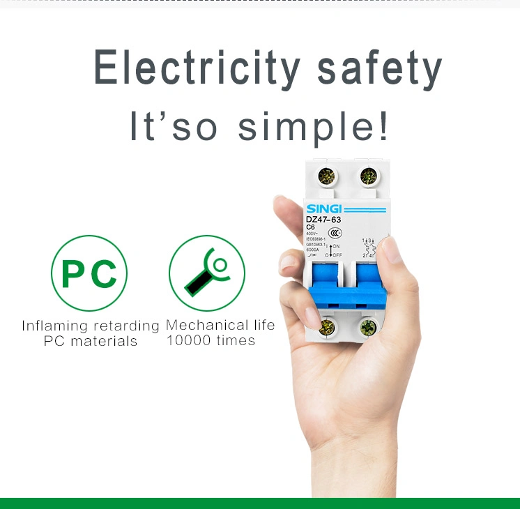 Single Phase 4.5ka 16A 20A 32A 40A 230/400V MCB with Ce