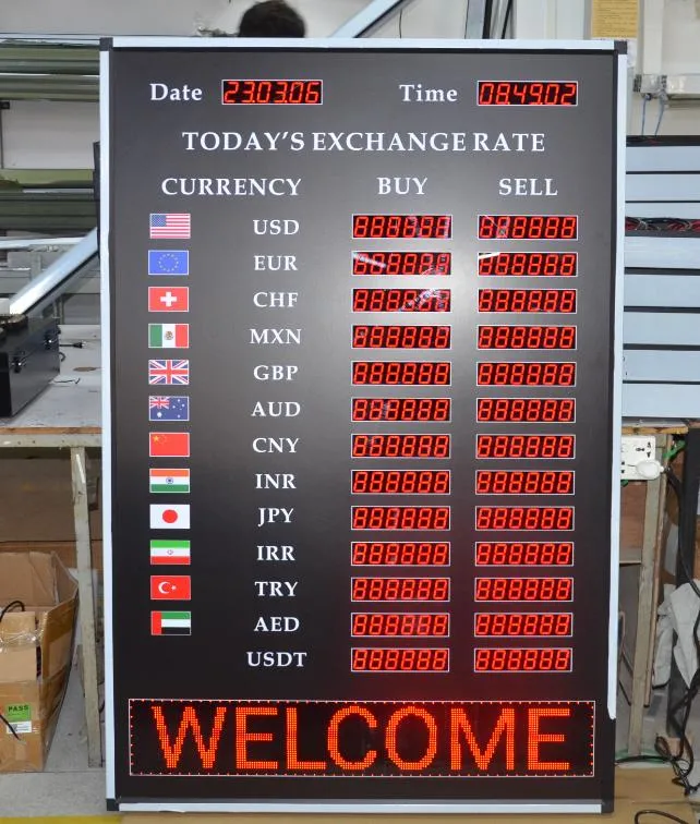 OEM Indoor and Outdoor Display LED Foreign Currency Exchange Rate Board dB1000