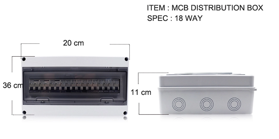 Mezeen IP65 18way Waterproof Plastic Panel Distribution Box with MCB Box