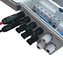 PV Combiner Box, 4 String, with 15A Rated Current Fuse, Breaker, 2.8kv Surge/Lightning Protector