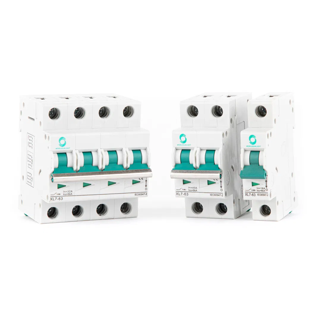 XL7-63 DC MCB 63A 250V 6ka Single Phase Miniature Circuit Breaker MCB for Solar PV System Breaker Circuit